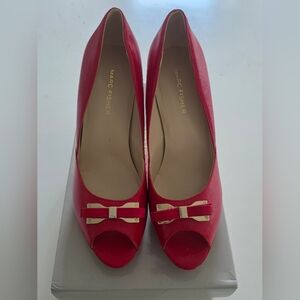 Marc Fisher Marsha Dark Red Open Toe Pump Heels Size 8